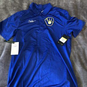 NWT Nike MLB Milwaukee Brewers Cooperstown Retro Polo Shirt Size S
